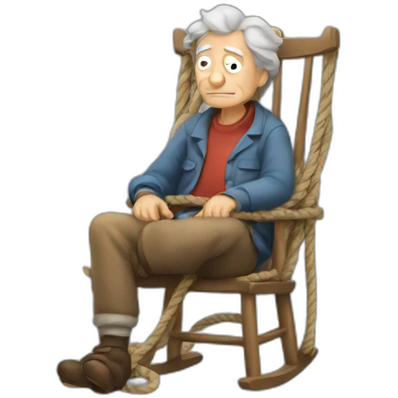 old man in a lazy boy with ropes on his lap emoji