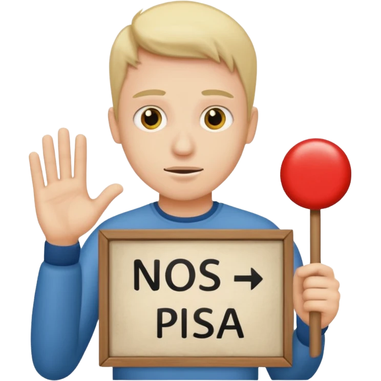 Guy with a sign that says no pissa emoji