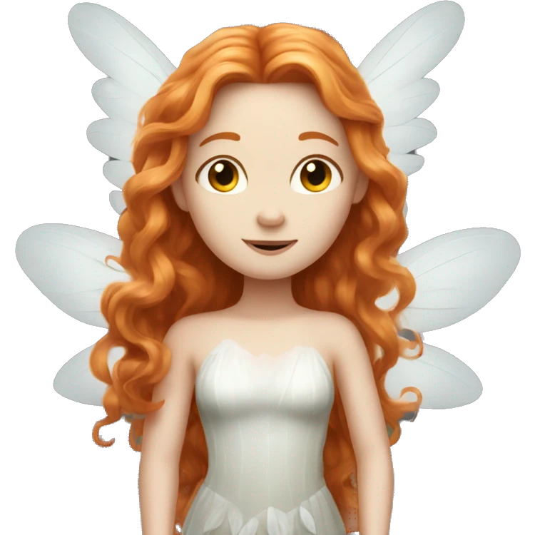 a white skin fairy, long ginger hair and wings emoji