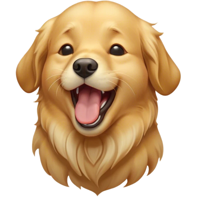 Cinematic Cute Yawning Golden Retriever Portrait Emoji, Head tilted slightly with a dramatic, wide-open yawn, revealing a silky golden coat with a subtle shimmer, floppy ears slightly drooping, round brown eyes barely open in drowsy contentment, Simplified yet irresistibly adorable features, highly detailed, glowing with a soft, cozy glow, high shine, relaxed yet expressive, stylized with a touch of whimsy, bright and endearing, soft glowing outline, capturing the essence of a sleepy yet affectionate companion, so drowsy it feels like it could stretch out of the screen and curl up for a nap! emoji