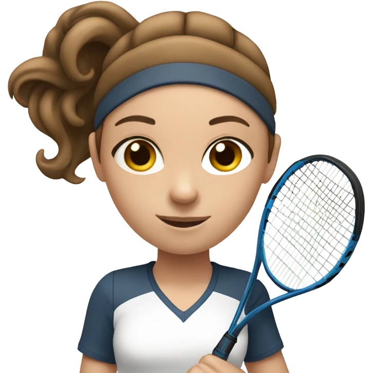 A white girl but with brown hair playing tennis emoji