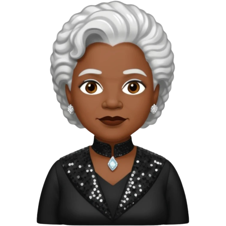 Mary McLeod Bethune with white hair, black sequin outfit  emoji
