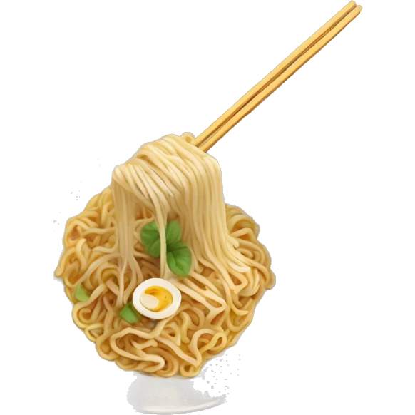 Chinese noodles dangle from a spoon into a plate emoji