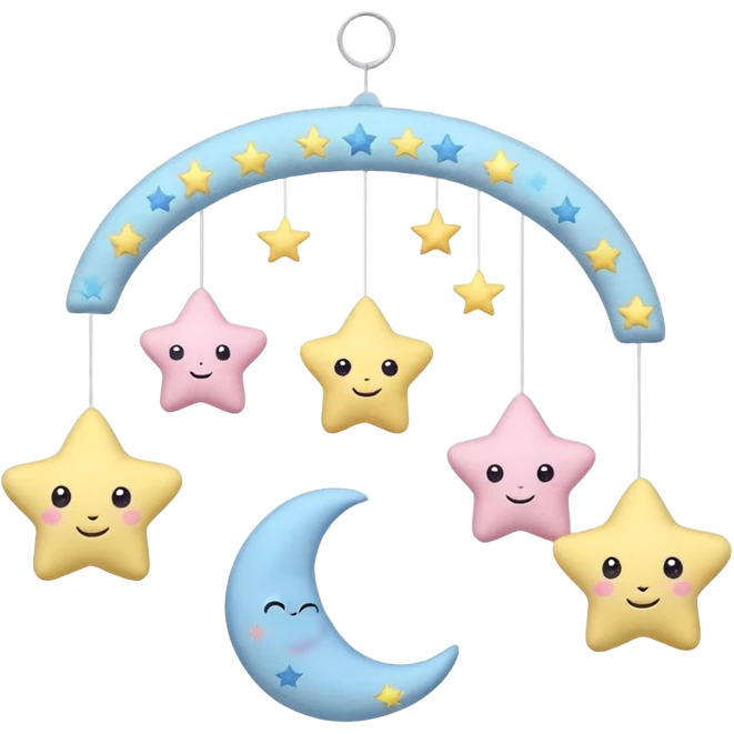 baby Hanging mobile with stars and moon emoji