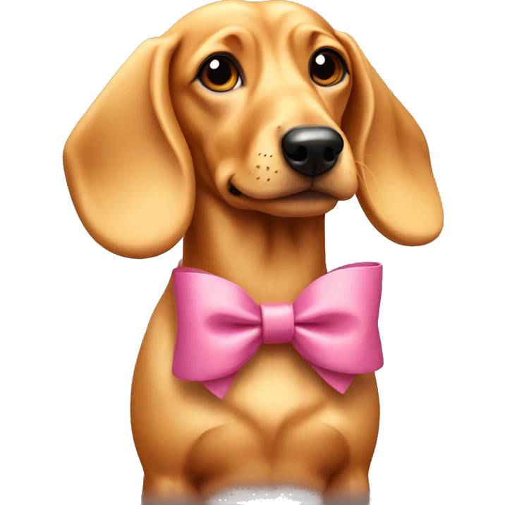 a dastchund blonde dog with a bow on its head  emoji