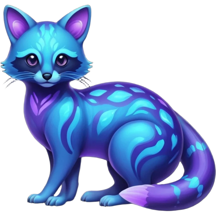 Exotic nebulae dark blue purple futuristic bioluminescent translucent transparent lush warm-colored neon-glowing iridescent Fakémon-Fionbri-Vernid-Genet-creature emoji