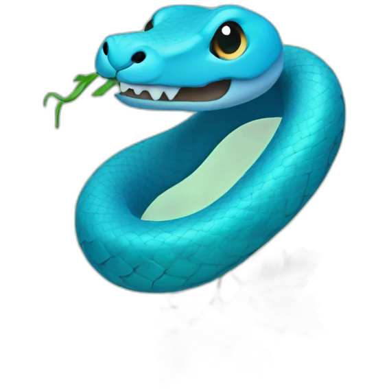 Blue Snake with cilantro around neck emoji