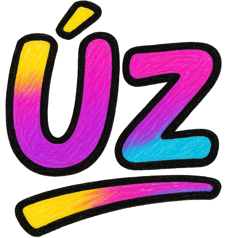Úz name in modern colorful gradient font with dark outline, dynamic slanted or partial underline, in the style of reference patterns emoji