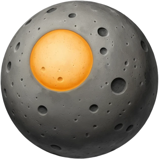 planet Mercury as a round, rocky gray ball with a slightly uneven stony surface, soft transitions between light and dark gray, emoji style, subtle craters emoji