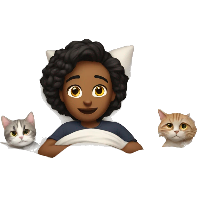 Me in bed with the cats emoji