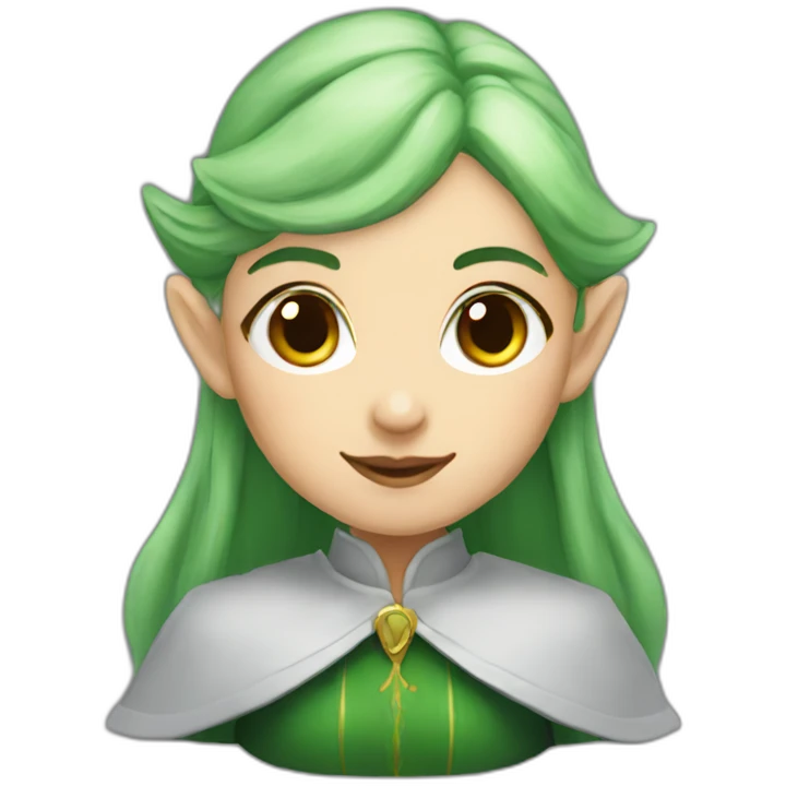 An elf cleric girl with green hair emoji