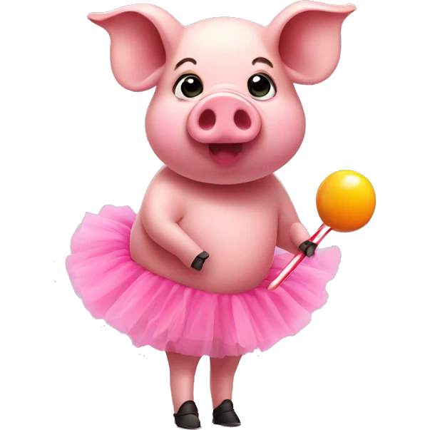 Pig wearing a tutu on a Lollipop  emoji
