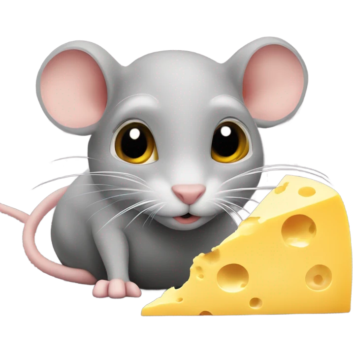 A rat eating cheese while a cat is watching  emoji