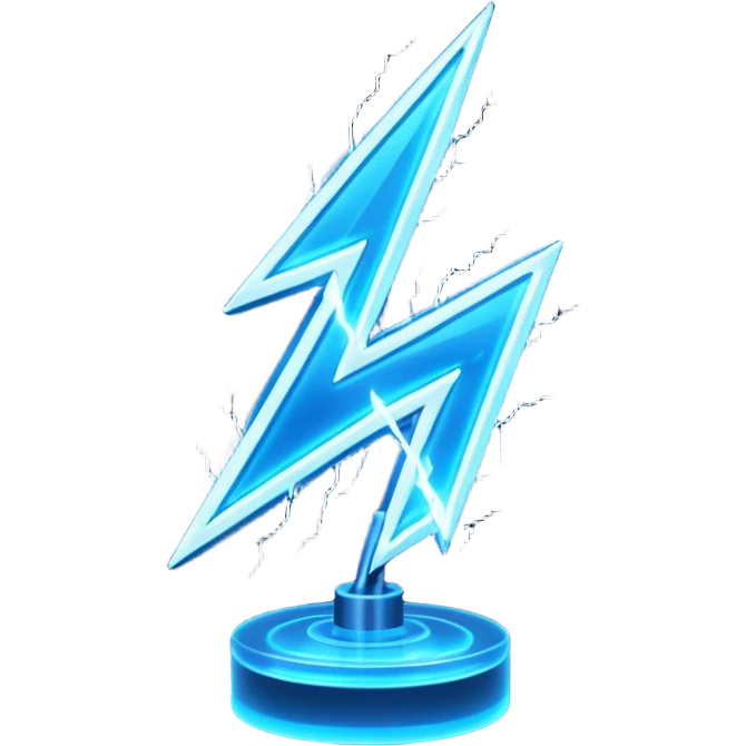 3d blue neon glowing transparent lightning ⚡️✨ emoji