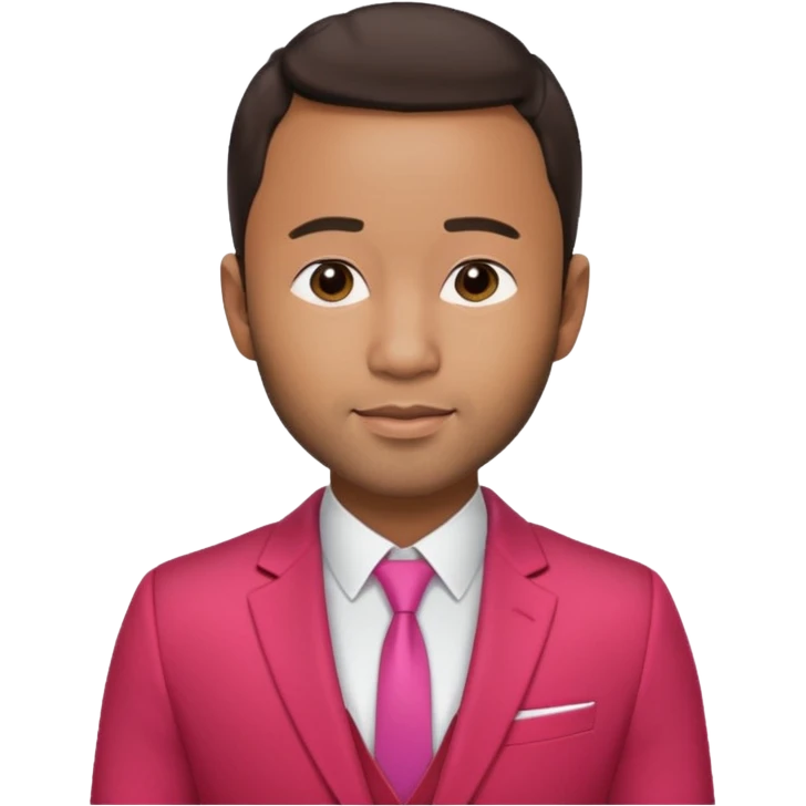 John Legend with dark brown hair, red and pink suit emoji
