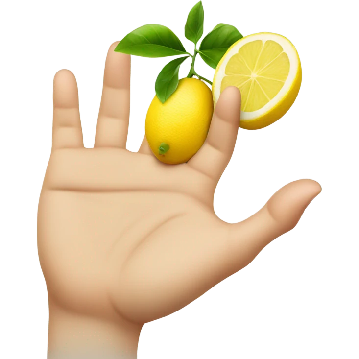 a hand (with 5 fingers) squeezing a lemon, inside his hand emoji
