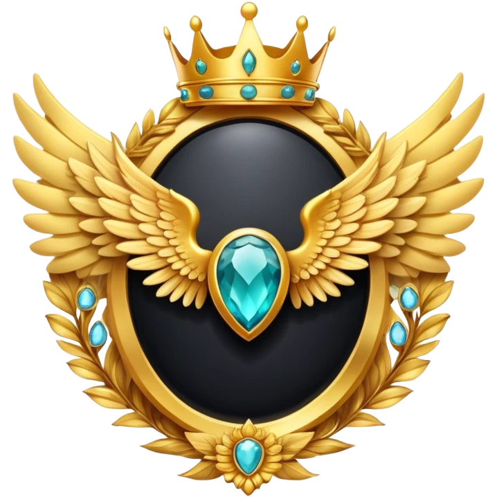 Big onyx gemstone award-in-frame-decorated-with-big-golden-angel--wings and crown emoji