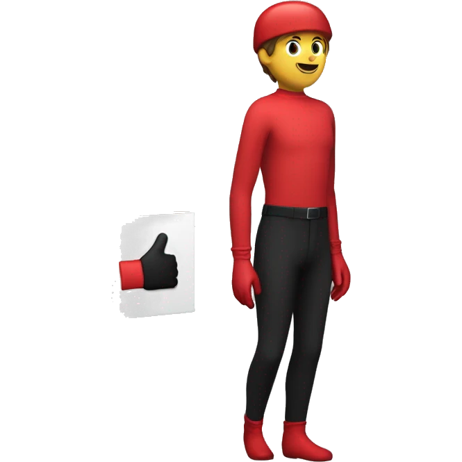 Person going fast with a red shirt and black pants, red gloves, and a red square box next to it emoji