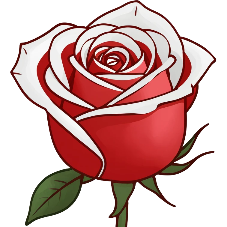 Eine rote Rose mit einem weissen Verlauf emoji