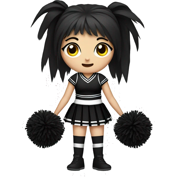 Goth cheerleader with pom poms emoji