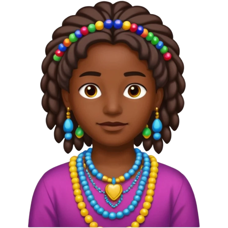 person with beads in hair and colorful style emoji