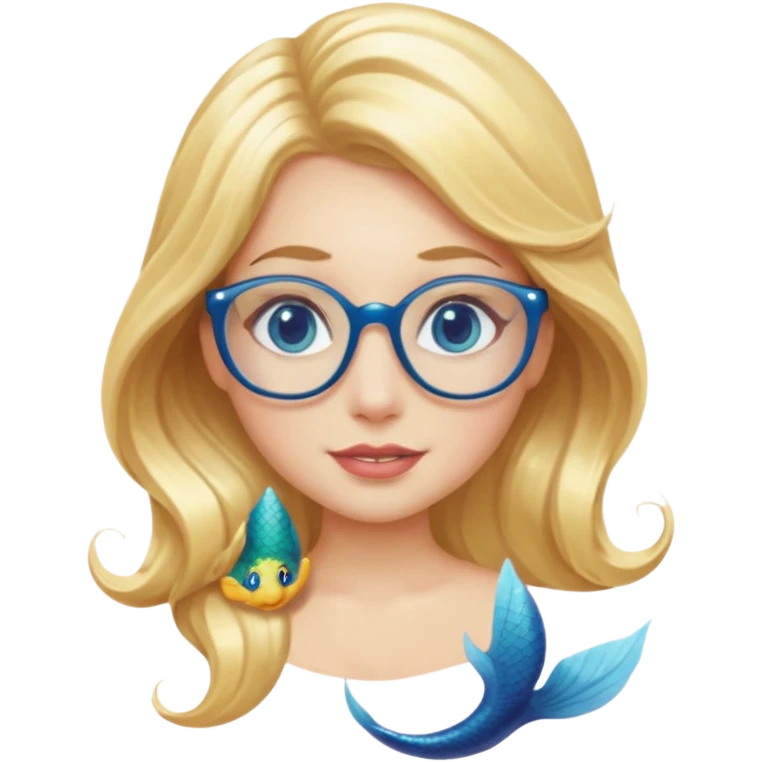 Mermaid blonde  and blue eyes wearing glasses  emoji