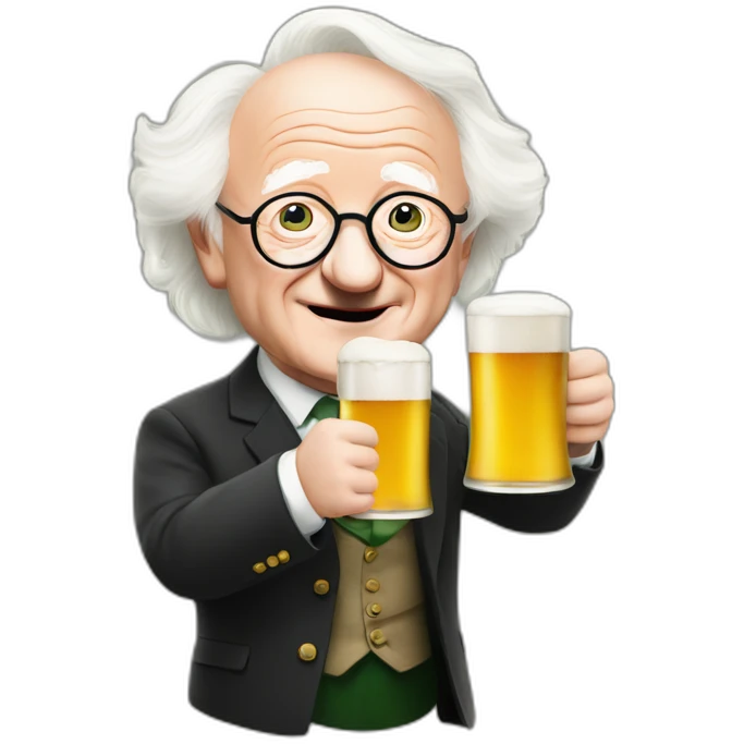 Michael d Higgins with a beer emoji