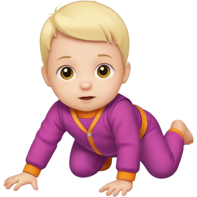 baby wearing colorful clothes crawling on the floor emoji