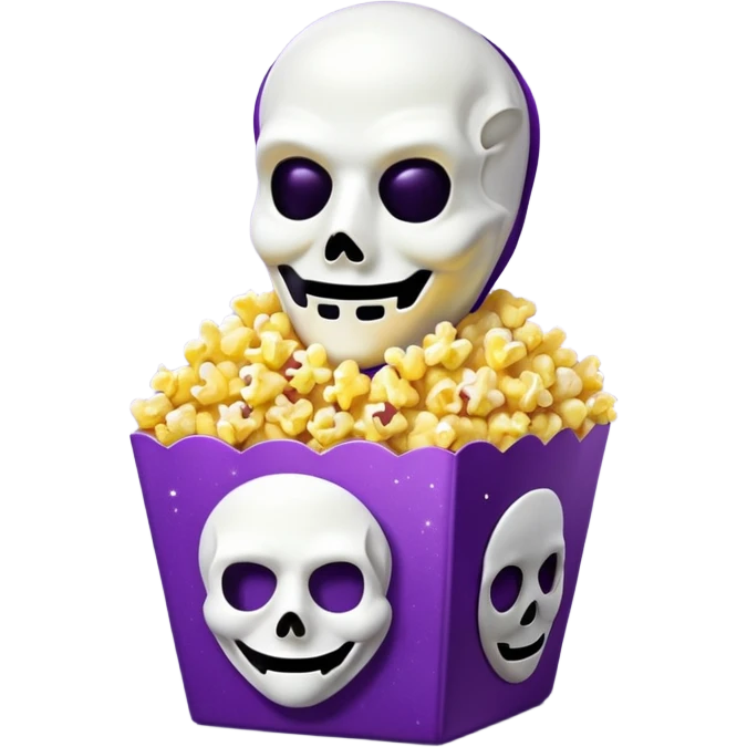 Glitter purple and yellow popcorn with ghostface mask in packaging emoji