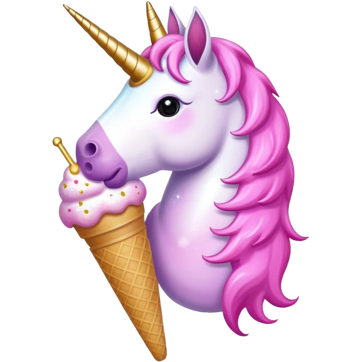 Unicorn eats pink Glitter icecream emoji