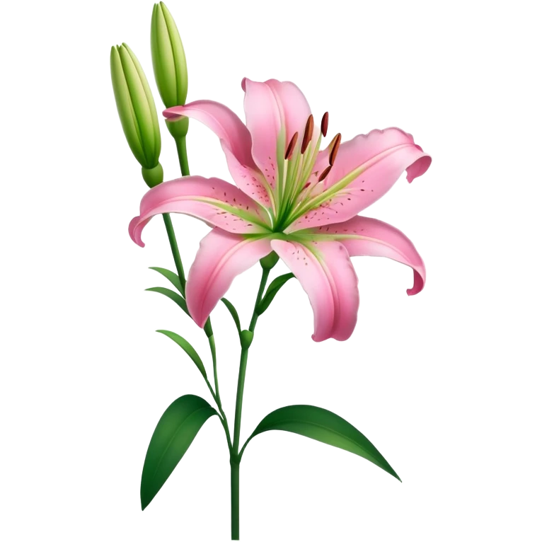 pink Lily flower stem emoji