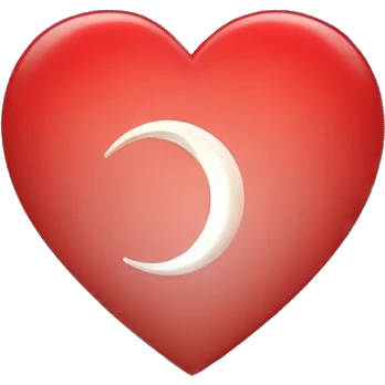 red heart with a crescent moon inside emoji