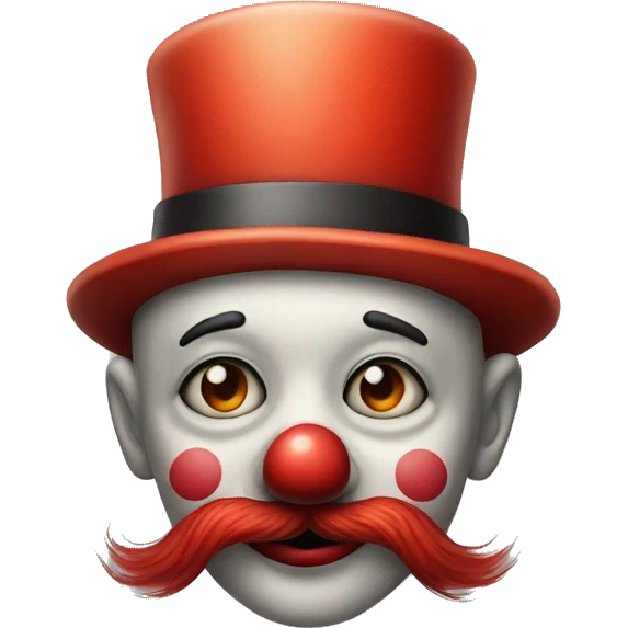 Clown with red cheeks, hat, smoking with eyes looking to the side,  emoji