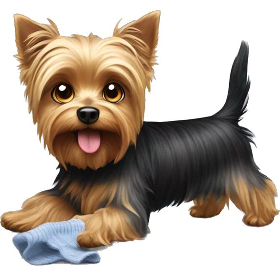 yorkshire terrier stealing a sock emoji
