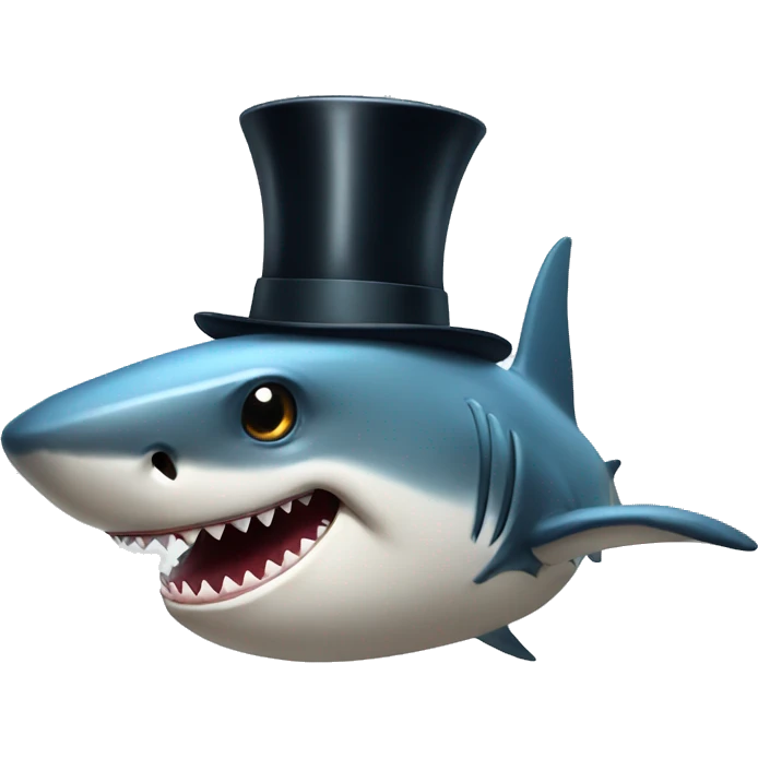 Shark with a top hat emoji