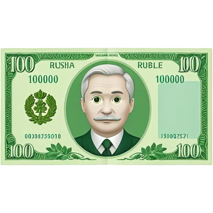 1000 Russian ruble banknote, top view, simple and recognizable, no text emoji