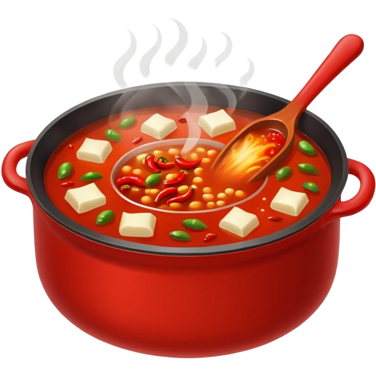 chengdu hotpot, bubbling spicy soup, lots of chili emoji
