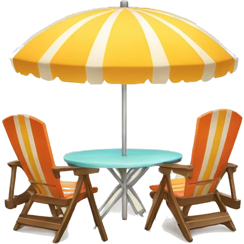 beach table with chair with Beach umbrella emoji