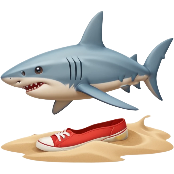 Tiburón con tenis caminando en la arena emoji