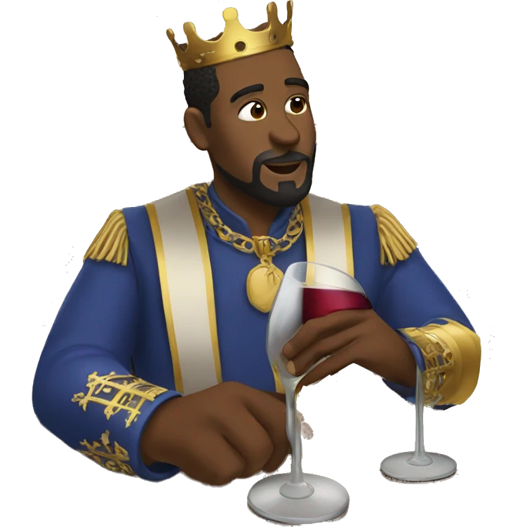Whit king drinking wine emoji