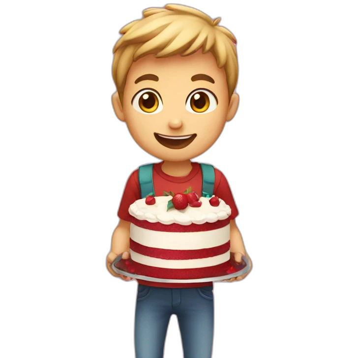 Boy is carrying cake emoji