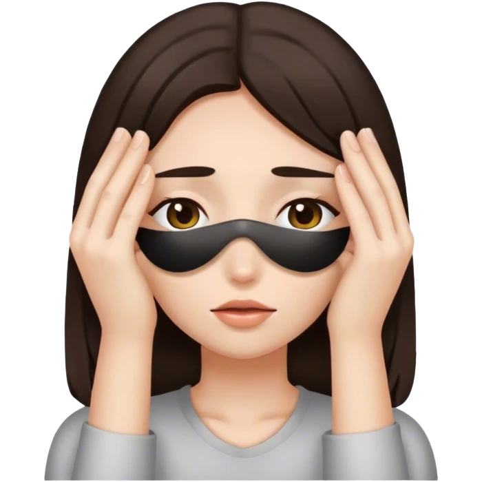 girl covering her eyes dark brown hair emoji