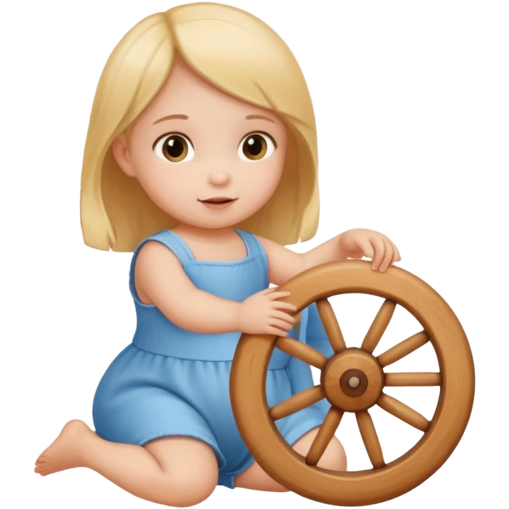 girl baby playing with wheel emoji