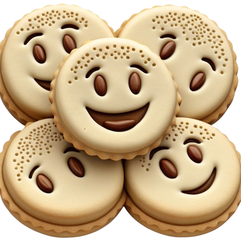 Cinematic Realistic Ma'amoul Dessert Emoji, featuring delicate shortbread cookies filled with dates or nuts rendered with intricate detail and warm, inviting lighting. emoji
