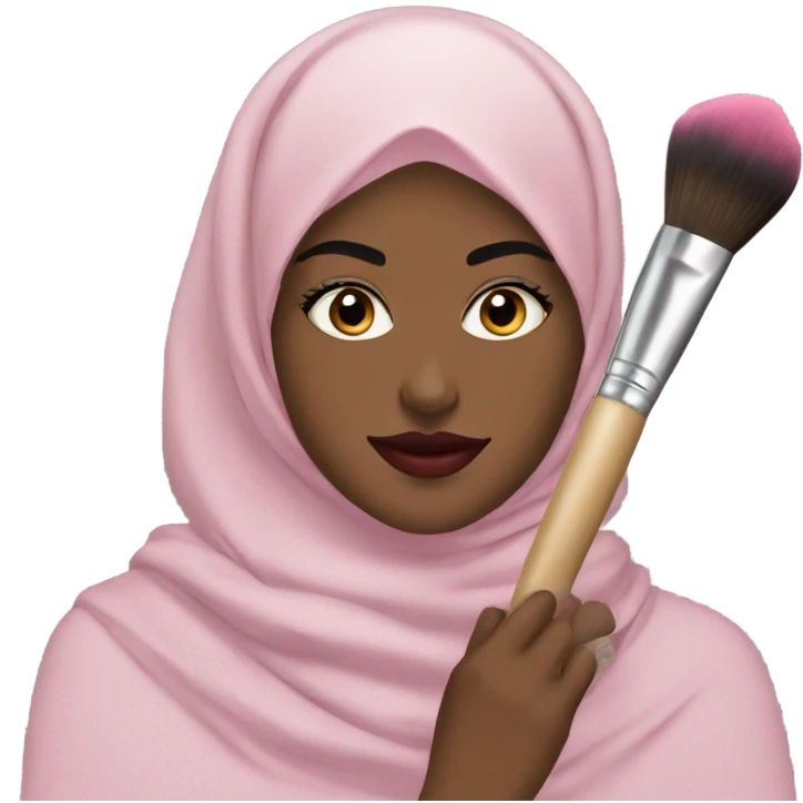 Hijabi-with-lipstick-holding-makeup-brushes emoji