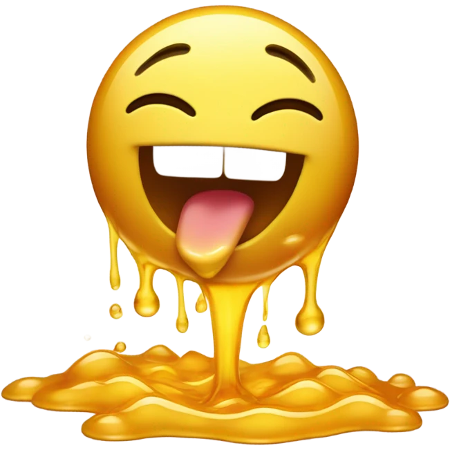 emoji vomiting honey looking really happy because of that, the honey is really long tho splitting into 2 ball-like looking piles, while still looking veiny  emoji