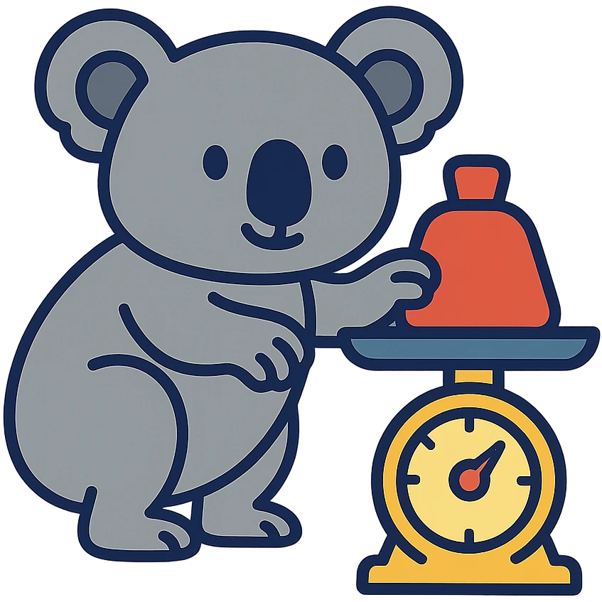koala weighing something on a scale emoji