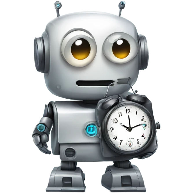 cute robot and a clock emoji