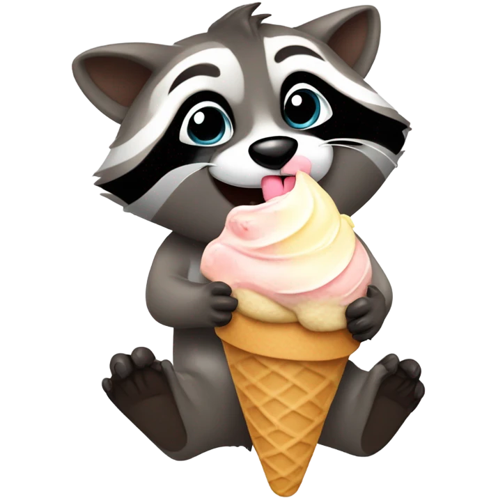 Raccoon eating ice cream emoji