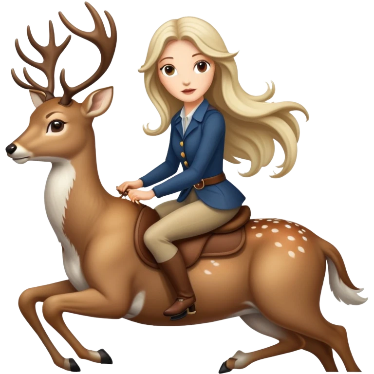 A white woman in riding a deer emoji